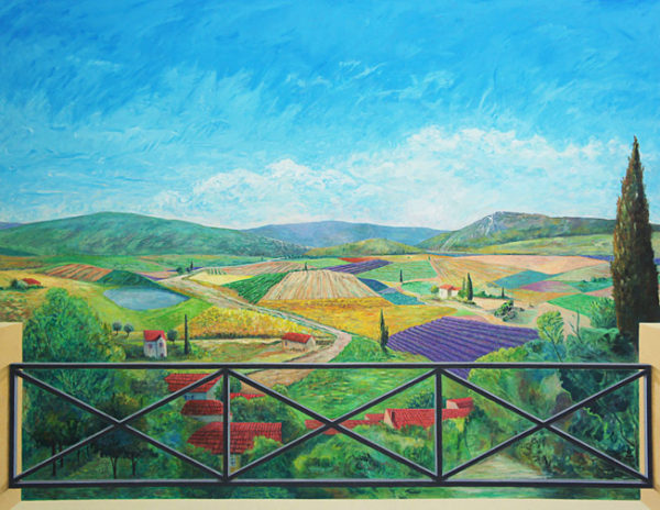 Fresque murale paysage provencale