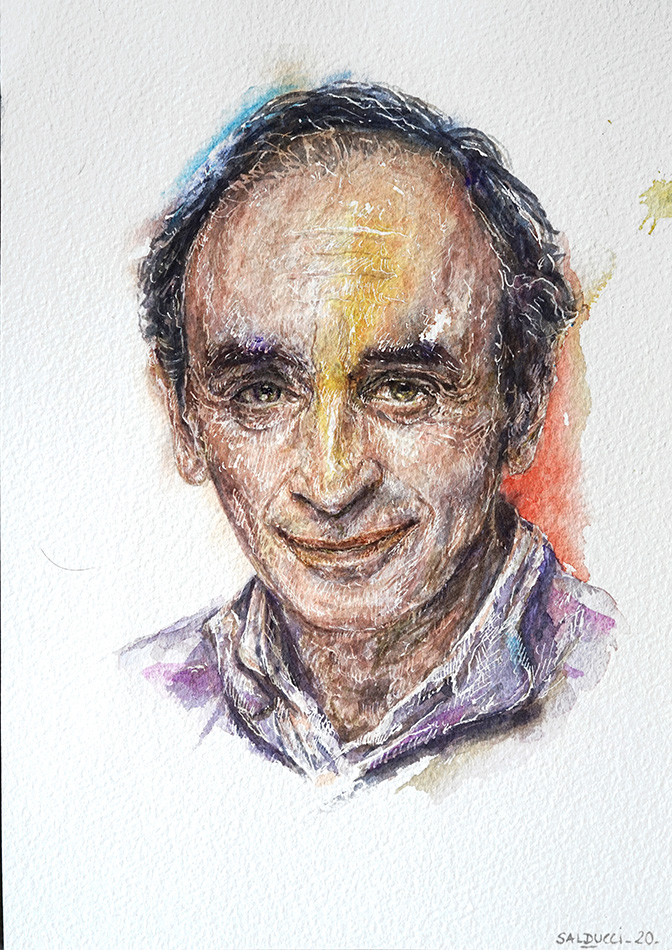 Aquarelle portrait Eric Zemmour