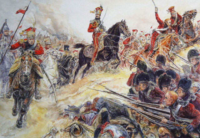 Aquarelle Soldat Napoléon Waterloo 65-80cm Aquarelle Napoléon Patrick Salducci
