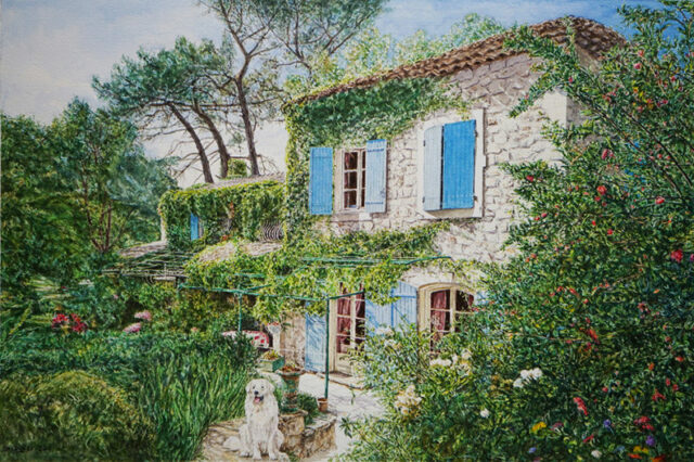 Aquarelle mas saint Paul 3 chateaux Artiste peinture Patrick Salducci