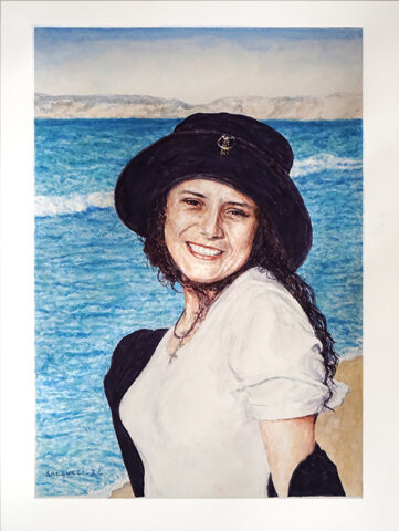 Fatima Benouza Oran portrait aquarelle par Salducci Patrick Artiste peintre portraitiste portrait