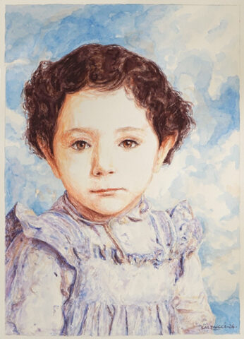 portrait enfant décédé aquarelle par Patrick Salducci