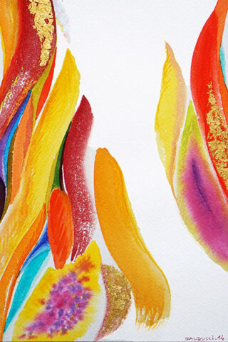 Aquarelles flammes arc en ciel patrick salducci 30-45cm