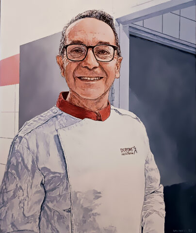 portrait cuisinier peinture acrylique par Patrick Salducci