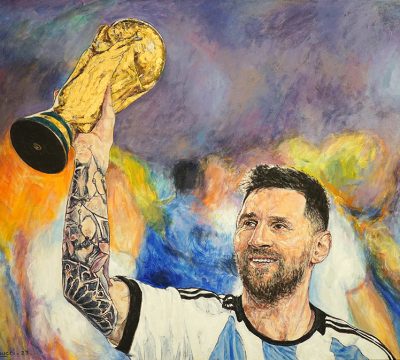 Portrait peinture Lionel Messi Footballeur